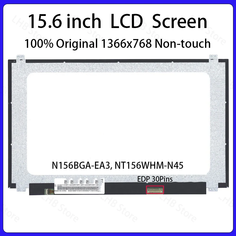 Pantalla LCD para portátil de 15,6 pulgadas, N156BGA EA3 NT156WHM N45 N156BGA-EA3 NT156WHM-N45, reemplazo del panel de matriz de pantalla, 1366x768 eDP, 30 pines