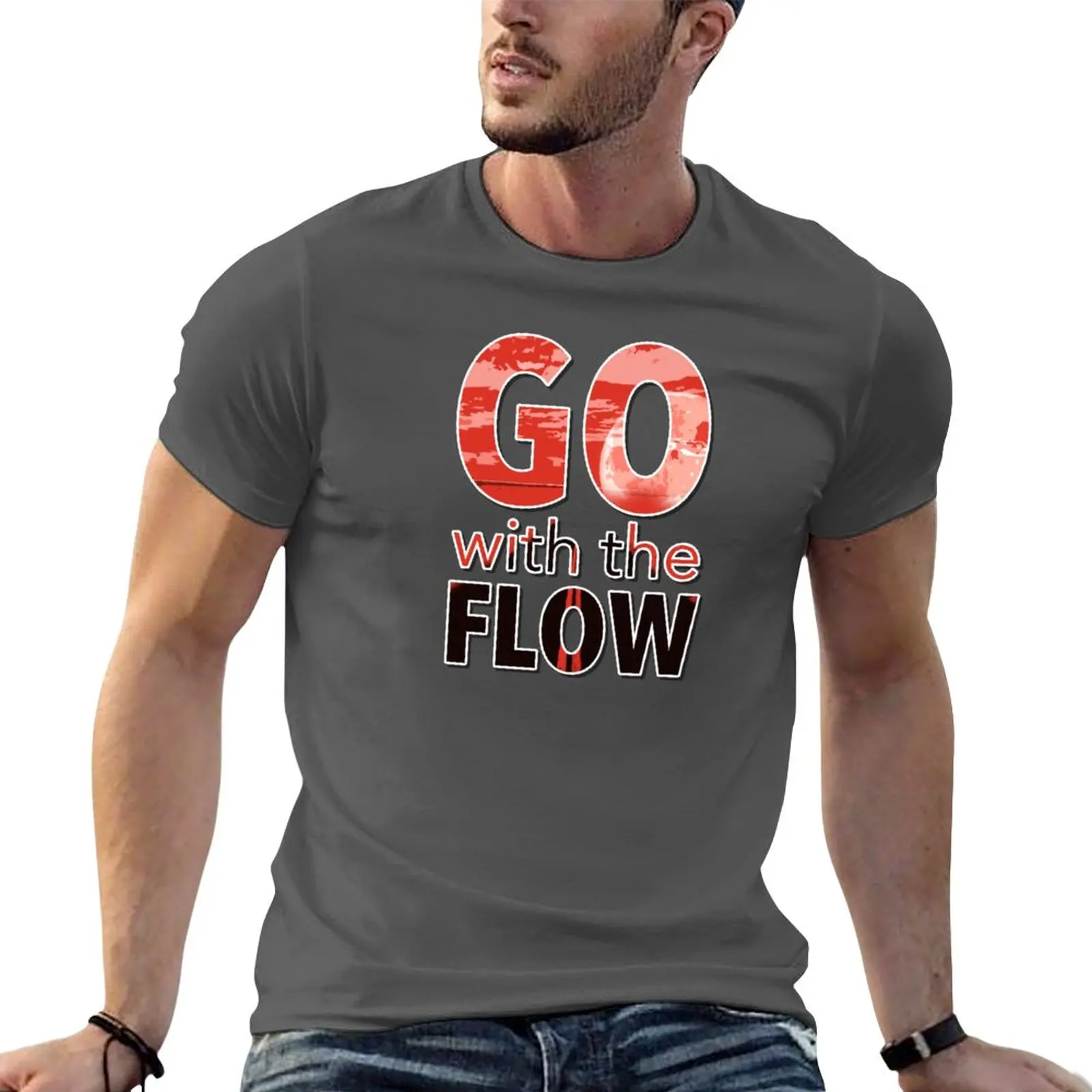 New Go with the Flow T-Shirt graphic t shirt blank t shirts hippie clothes sweat shirt mens clothing