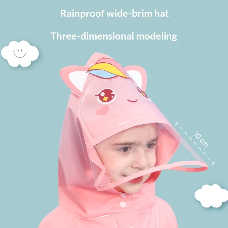 Cute Kids Raincoat Wateproof Children Dinosaur Unicorn Rain Poncho Rain Coat Jacket with Backpack Position Student RainWear