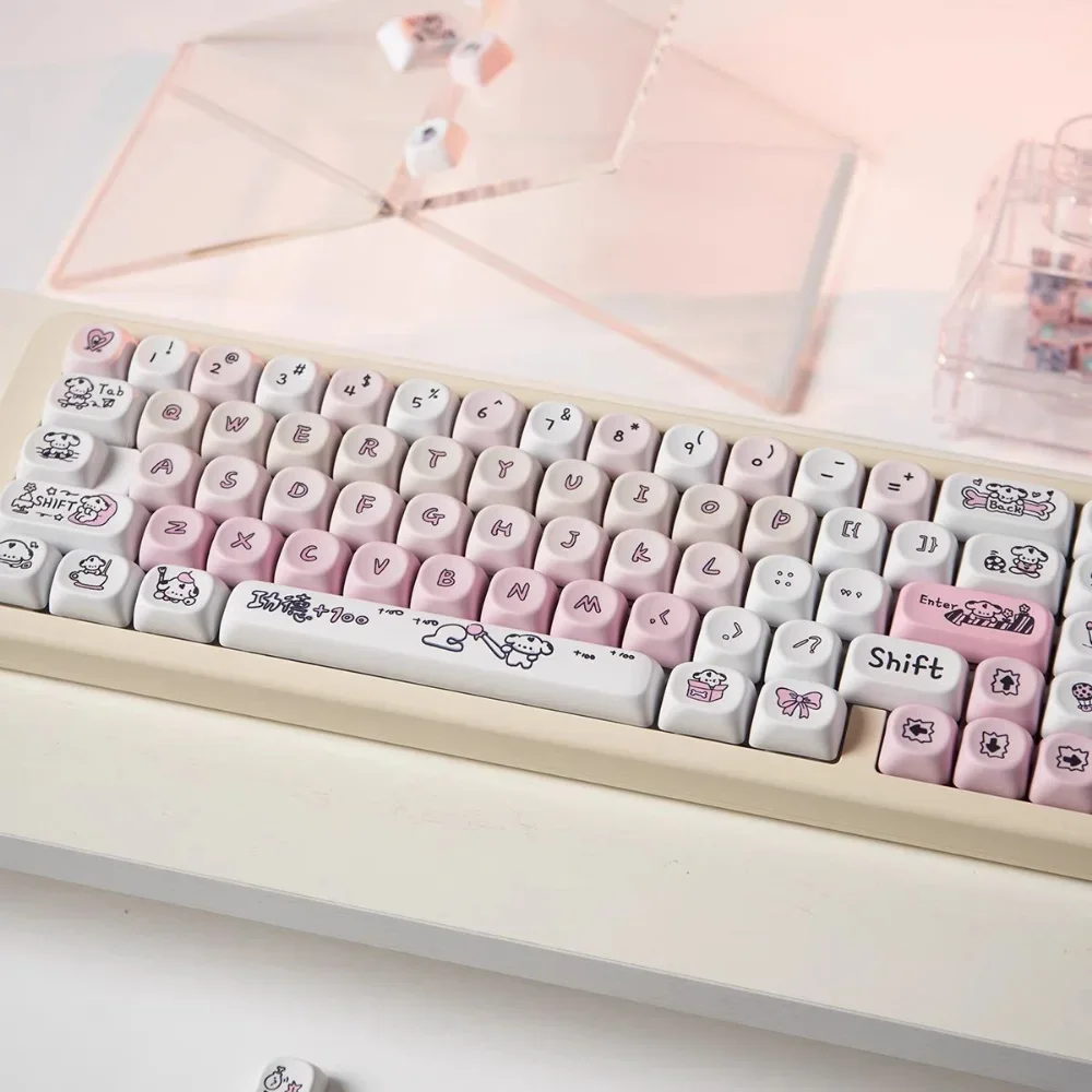 MOA Keycap Set PBT 132 Keys Cute Spotted Puppy for 60/64/84/98/108 Gaming Mechanical Keyboard MX Switch