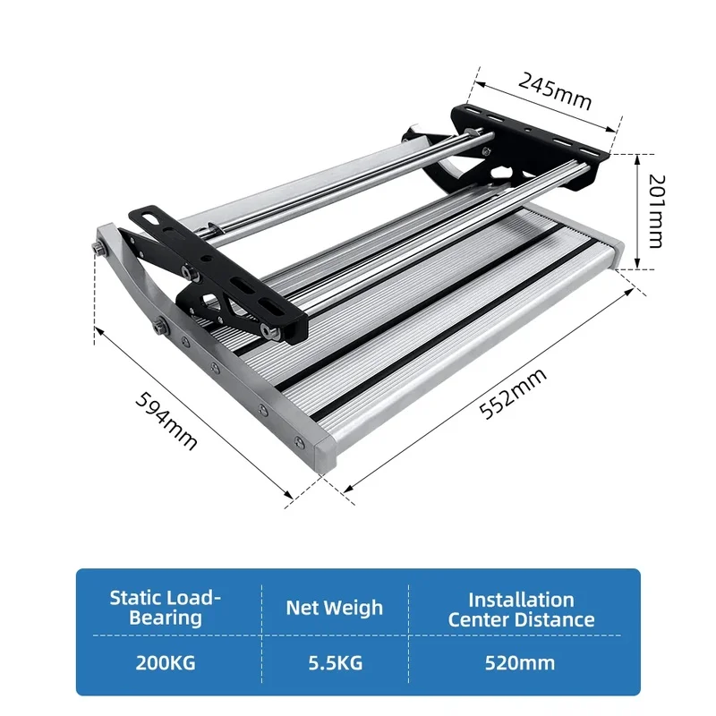 Portable Aluminum Folding Stable Drop Down Step for RV Caravan Trailer with 200KG Load Capacity Non-Slip