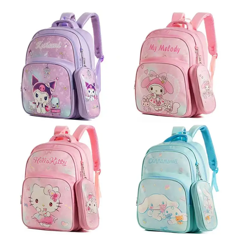 

Sanrioed, аниме Kuromi Melody Cinnamoroll Hello Kitty, вместительный рюкзак, милый школьный портфель, мультяшная Студенческая сумка через плечо, подарок