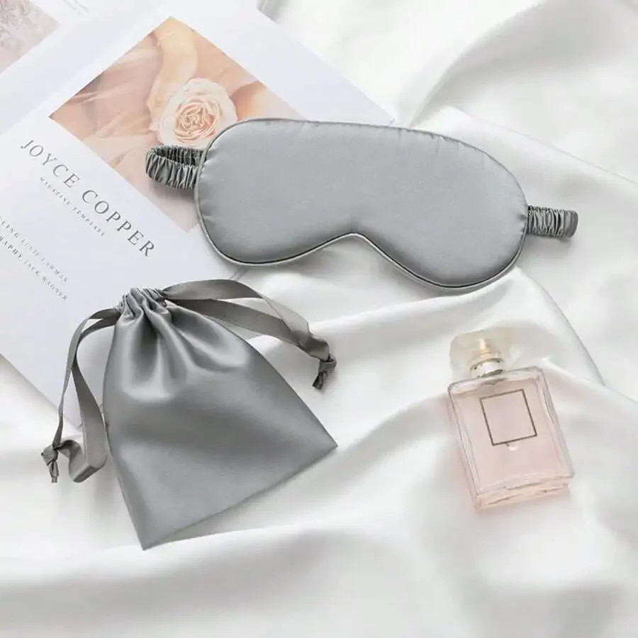 

Silk-Like Eye Mask With Drawstring Pouch Sleep Set For Bedroom Travel Office