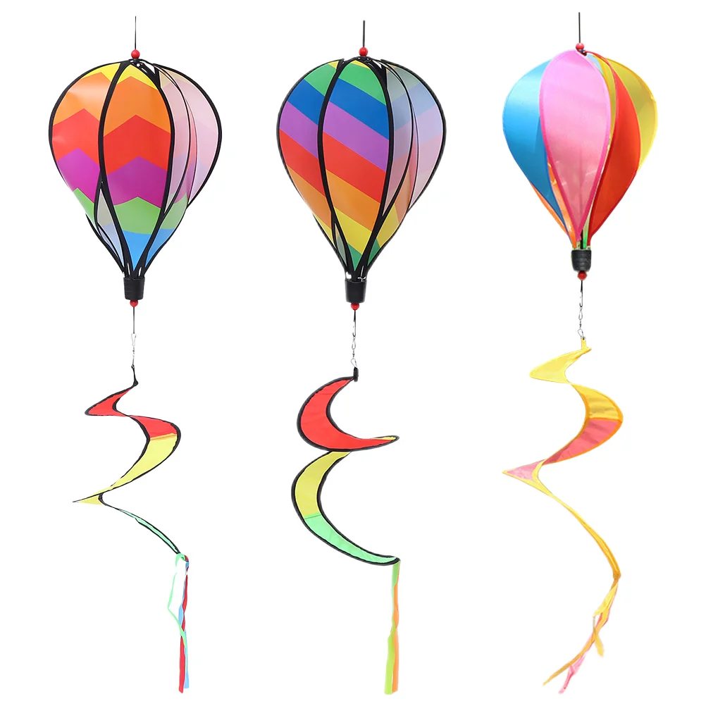 

3 Pcs Colorful Windmill Hanging Spinners Outdoor Layout Pendants Chimes for outside Hot Air Balloon Pendent Funny Decor Large