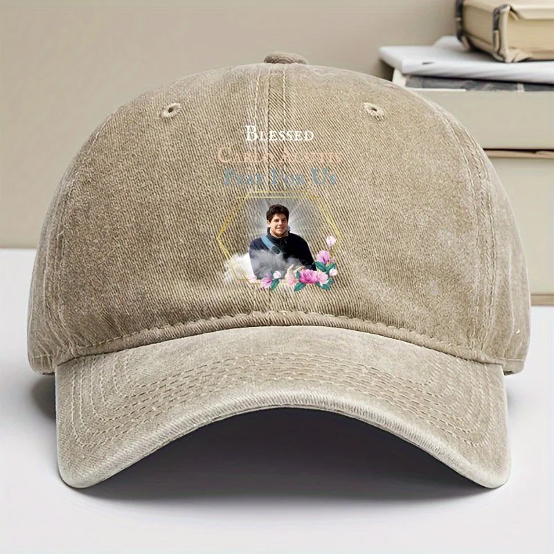 قبعة بيسبول Blessed Carlo Acutis Pray For Us المثالية للعطلات الكاثوليكية، قبعة بيسبول متوافقة مع الصيد والسفر في الهواء الطلق