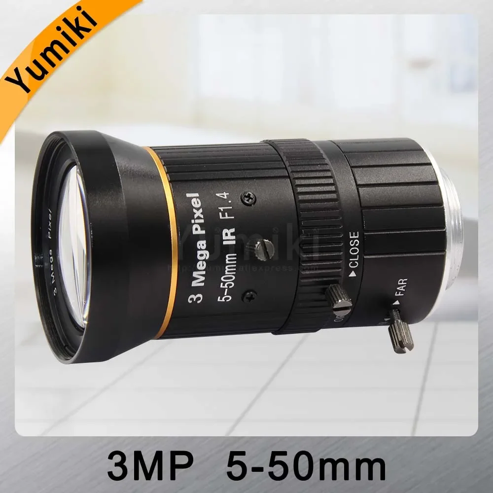 Yumiki HD 3.0Megapixel Manual F1.4 Iris 5-50mm Varifocal IR CCTV Lens CS For Bank Supermarket Road monitoring