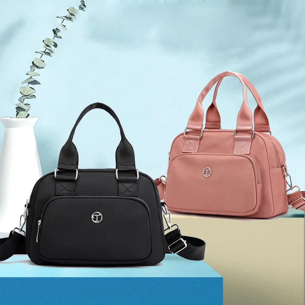 

Trendy Multi Pockets Square Shoulder Bag Large Capacity Waterproof Nylon Crossbody Bag Simple Casual Women Handbag Female