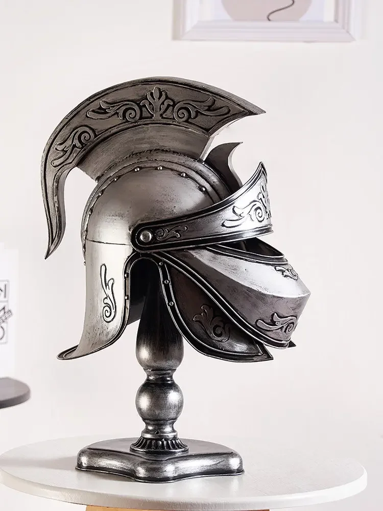 Antique metal medieval knight head armor ornament retro decorative model props