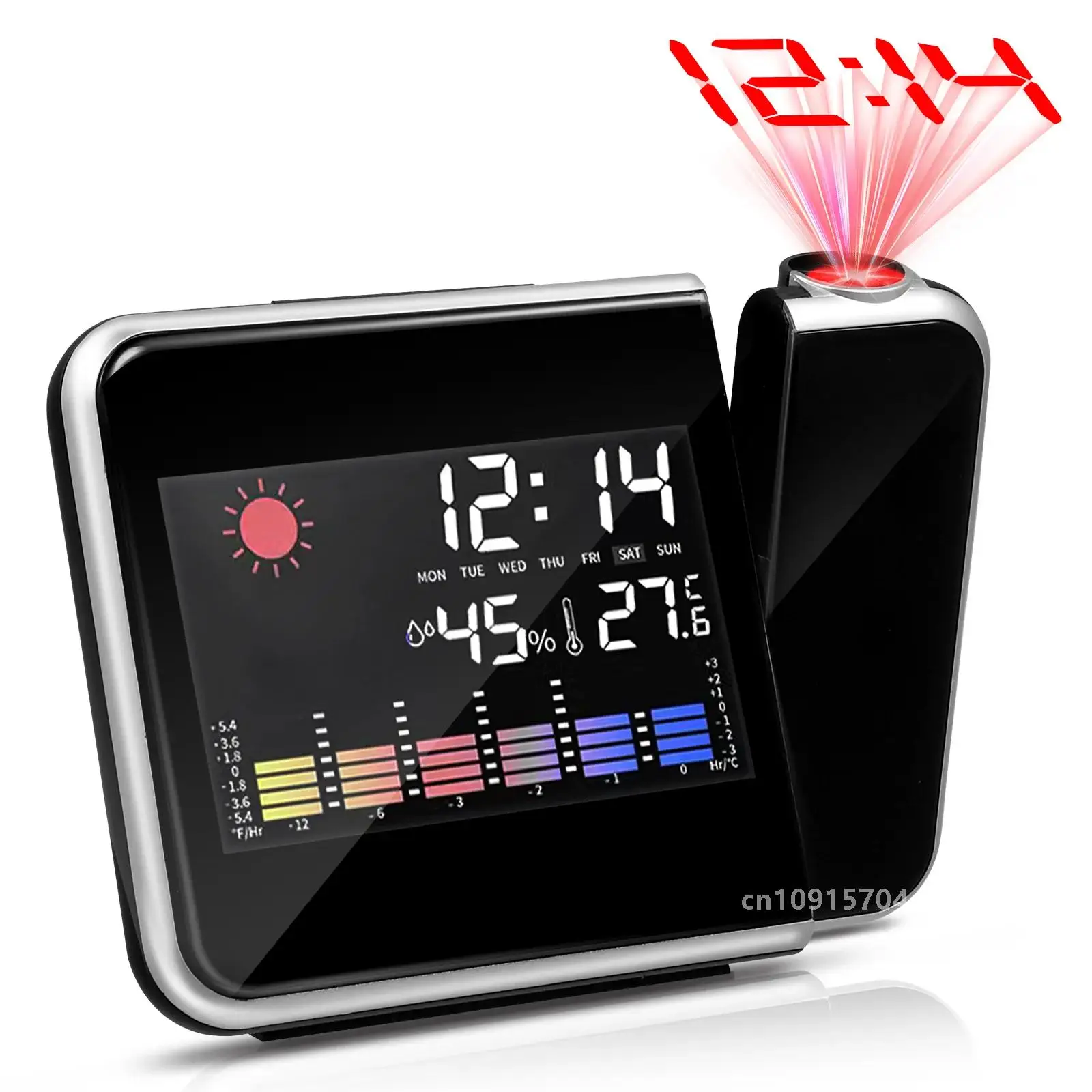 Projection Alarm Clock Bedroom Clock Digital Clock Projector On Ceiling Wall LCD Display Date Time Temperature Humidity