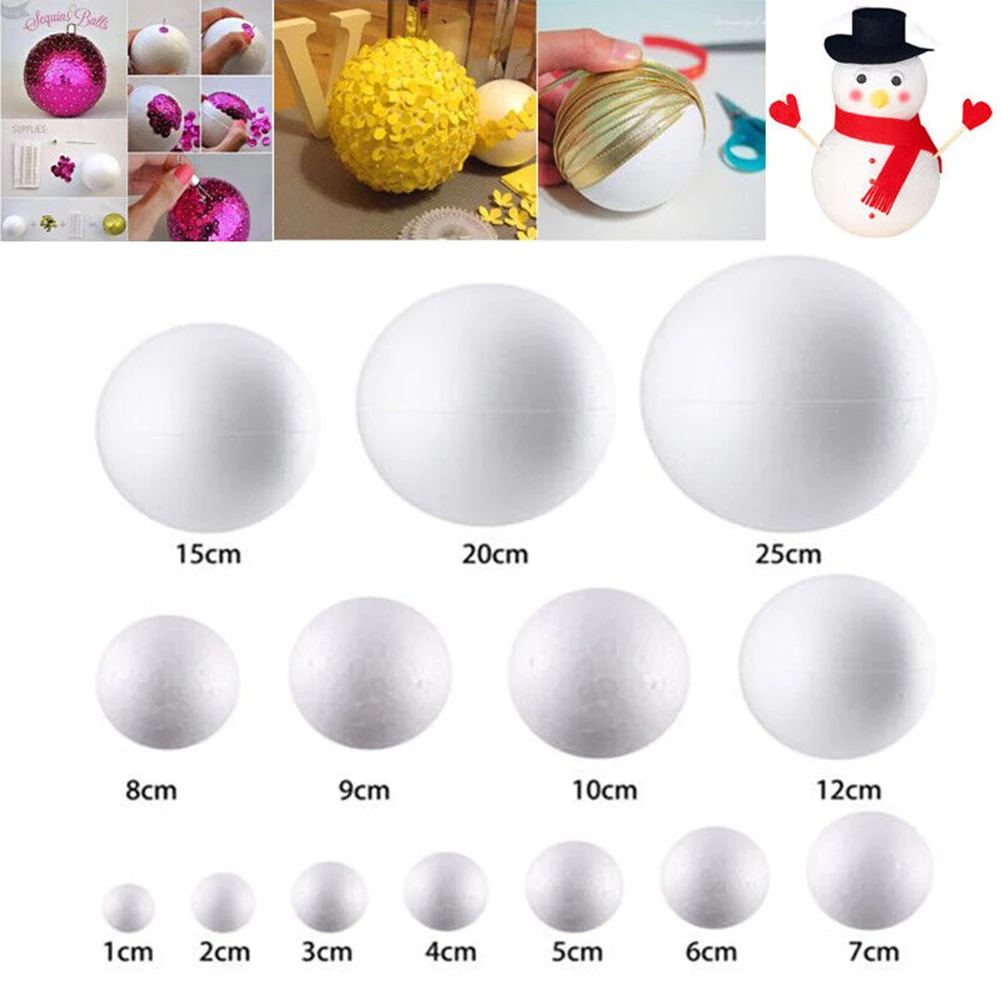 6-12cm Blank Round Solid Polystyrene Foam Ball For Wedding Party Decoration Christmas DIY Foam Process Ball Craft Painted Gift