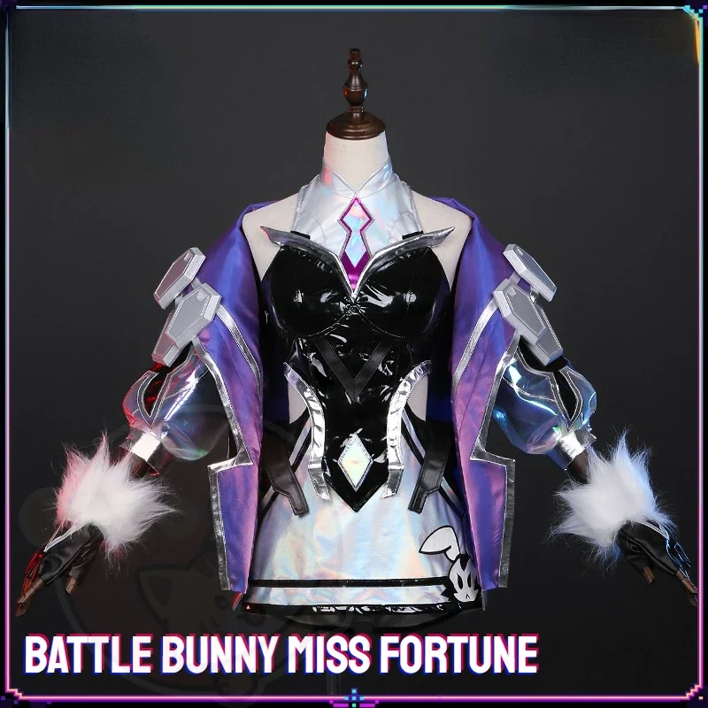 Game LOL Battle Bunny Cosplay Miss Fortune Costume Game Cos LOLs Battle Bunny Costume and Cosplay Wig