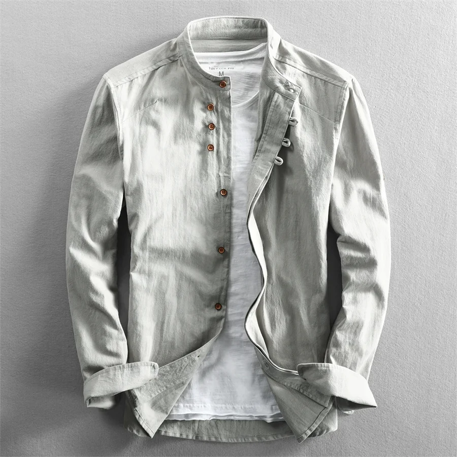 

Plus Size 6XL 7XL Men's Casual Cotton Linen Shirt Formal Retro Long Sleeve Soft Loose Shirts Male Oversized Clothing Shirts Tops