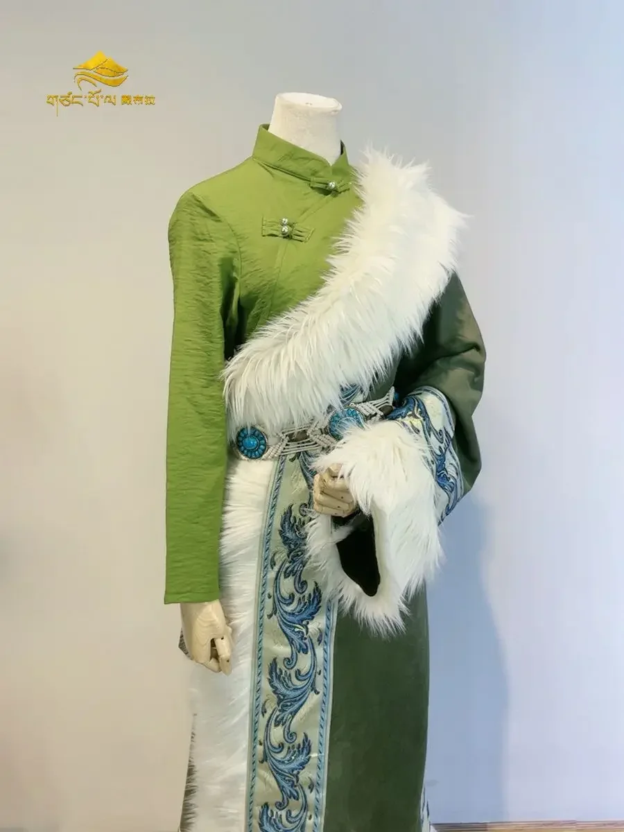 Conjunto de ropa tibetana con borde de color para fotografía de viaje para mujer tibetana, mago de Oz, explosión de Yunnan, nuevo producto