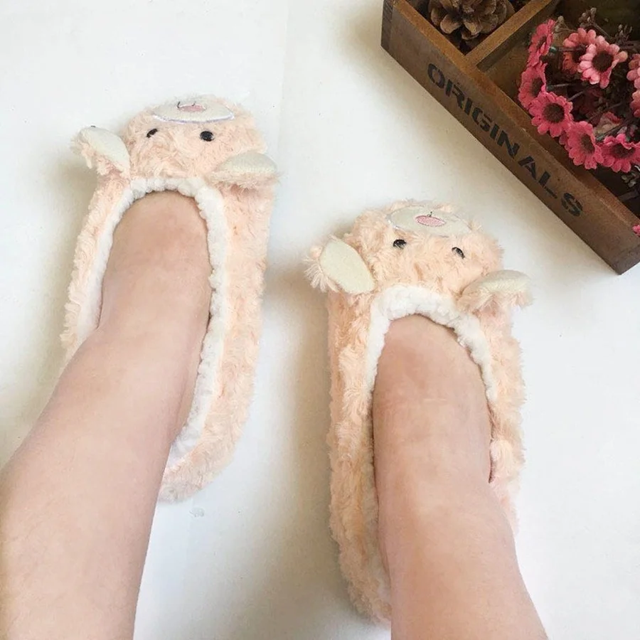 Fuzzy Socks Women Winter Fox Dog Cat Panda Plush Non Slip Sleeping Female Thicken Funny Cute Kawaii Cartoon Floor Slippers Sock