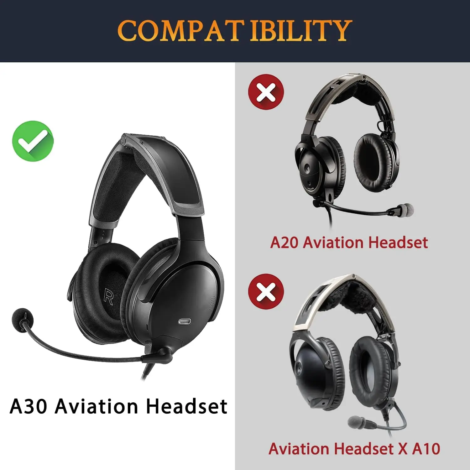 Bose A30 항공 헤드셋용 교체용 이어 패드, 고밀도 소음 차단 폼 쿠션, A30