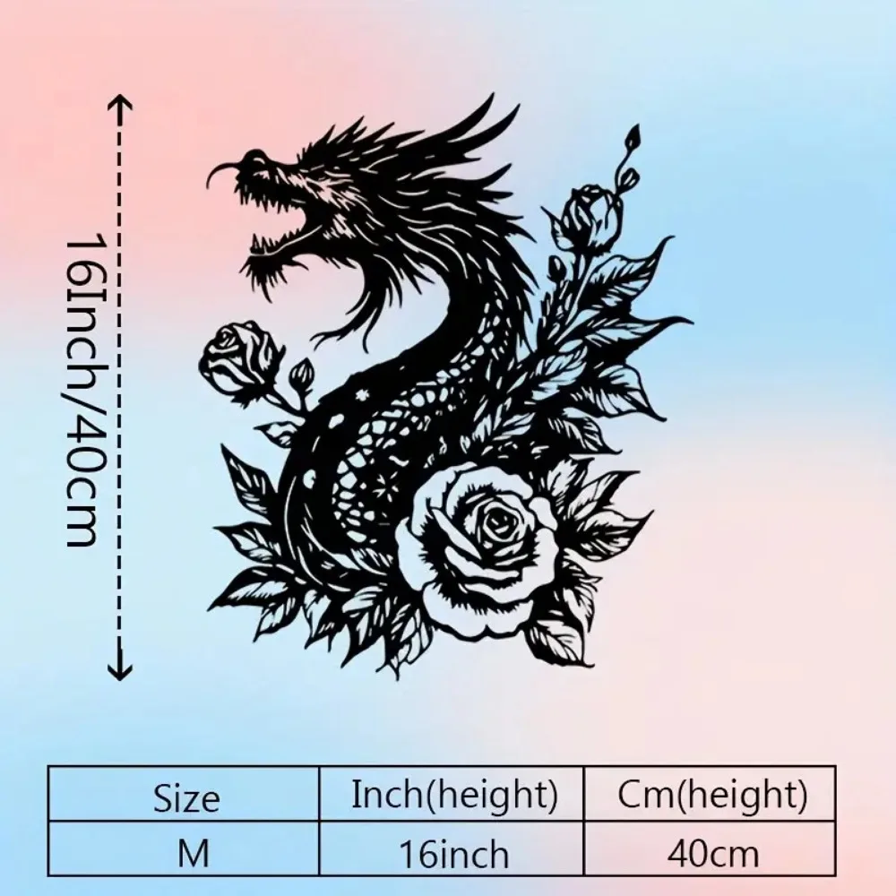 CIFBUY Iron Wall Art Vintage Rose Dragon Metal Sculpture Rustproof Hanging Plaque Home Decor Ornament Accent