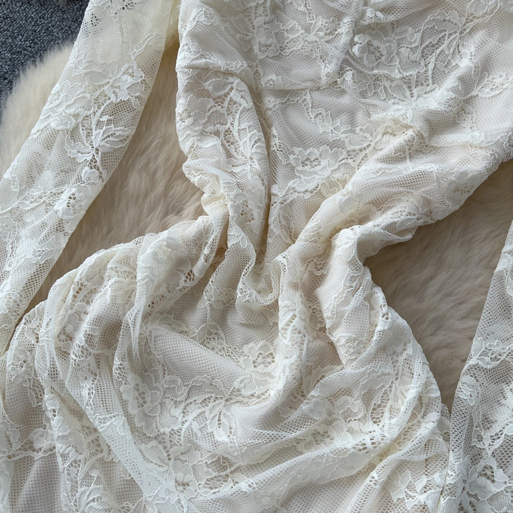 Chic vintage Sexy collo quadrato Elegante fata moda coreana Boho abito a sirena abito da donna