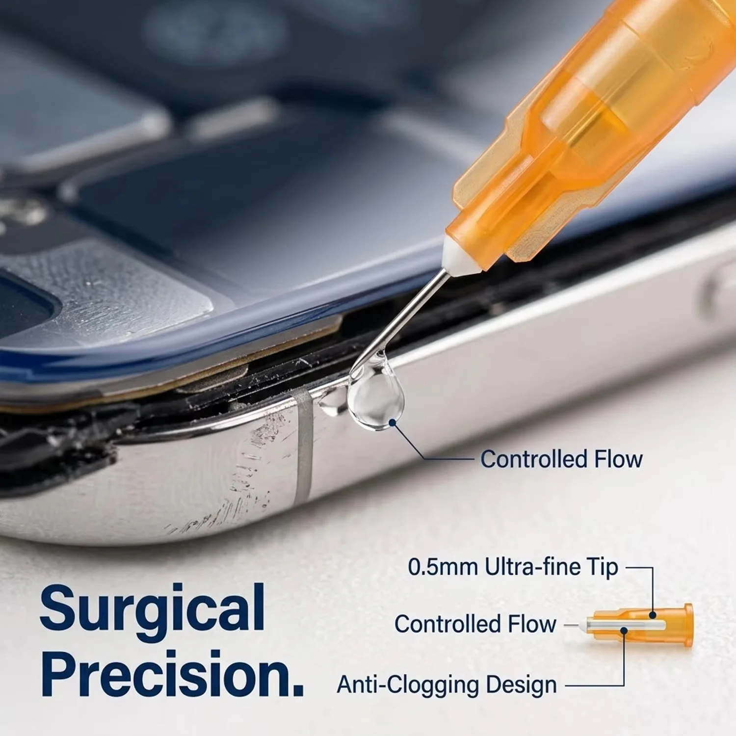 Phone Screen Adhesive Remover, Fast-Acting Debonding Solvent with Precision Needle, Safe for LCD & Glass Repair, Residue-Free