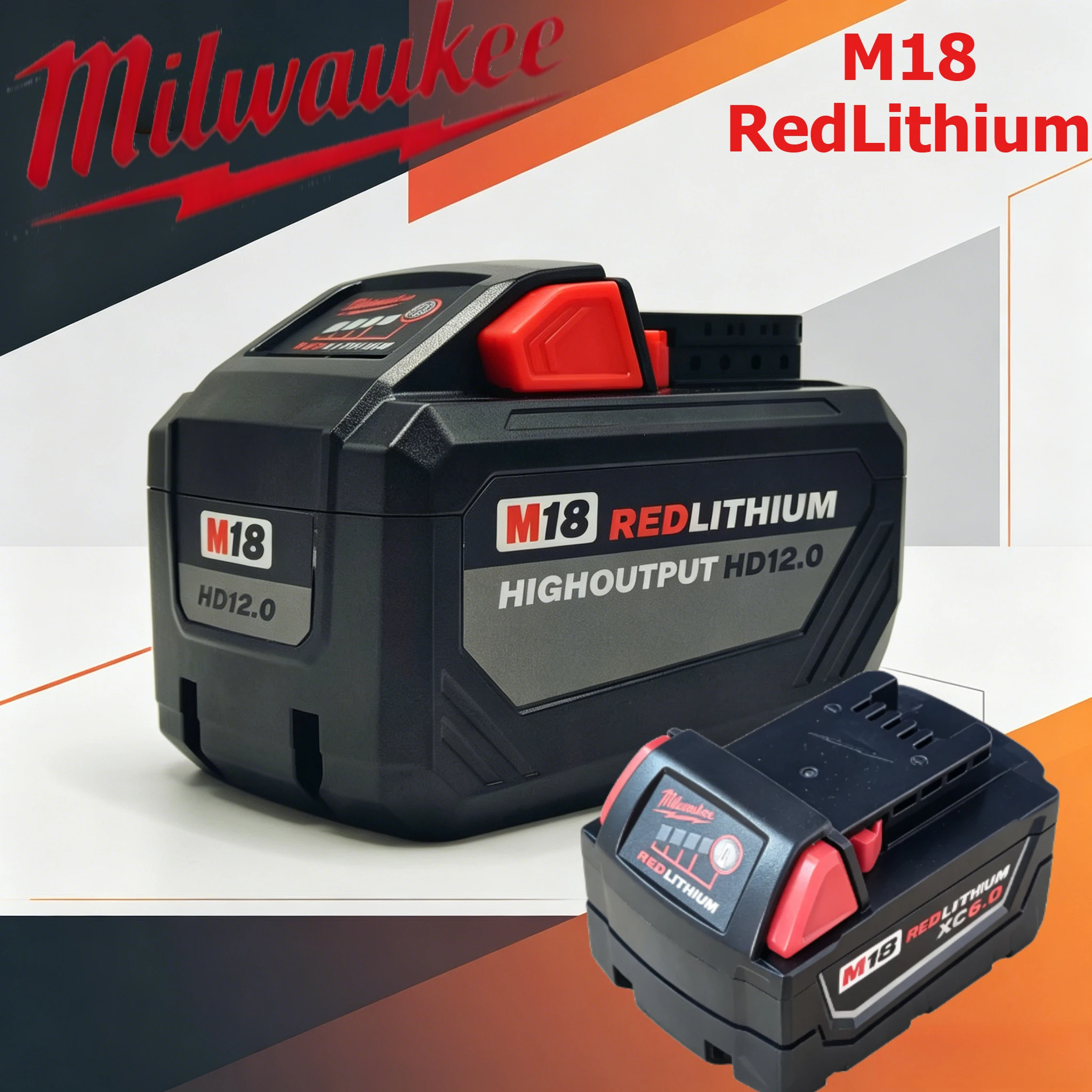 

New M18 Milwaukee HD12.0 High Output Lithium Battery, advanced RedLithium tech ensures consistent power output