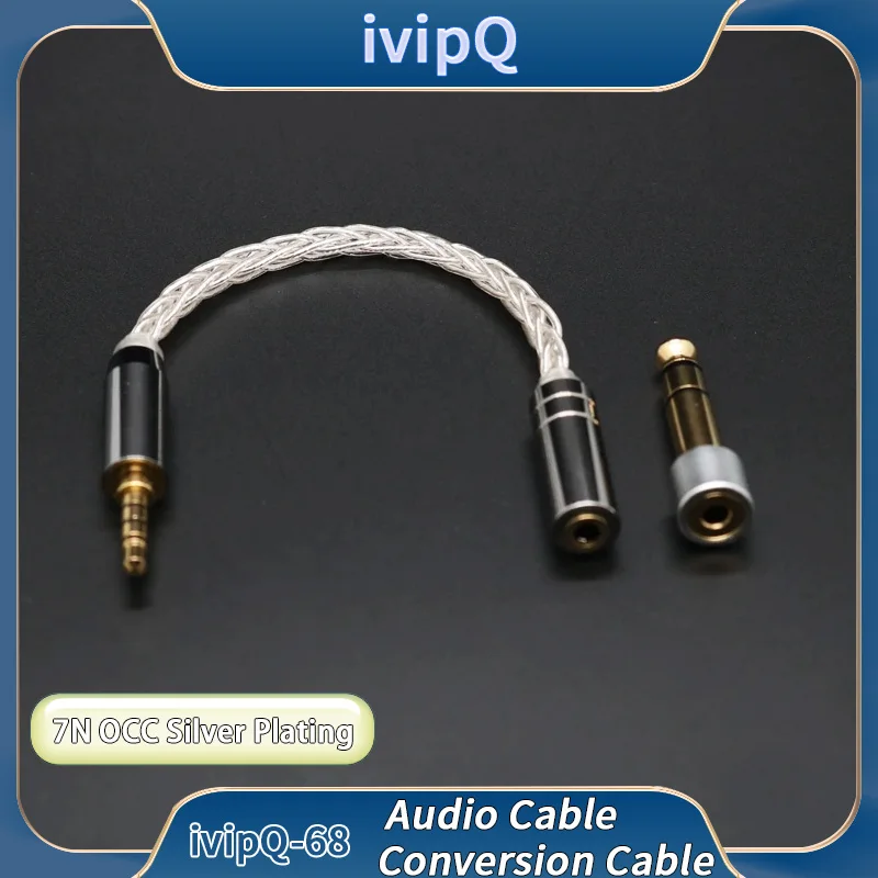 ivipQ 8-core Sterling Silver Adapter Cable  4.4mm to 2.5mm/ 3.5mm Balanced Female for ZSX C12 ZSN V90 BA5ZS10 Pro