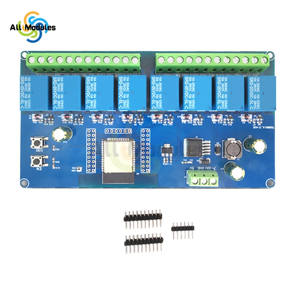 DC5-30V Power Supply ESP32 WIFI Bluetooth BLE 8 Channel Relay ESP32-WROOM Secondary Development Board