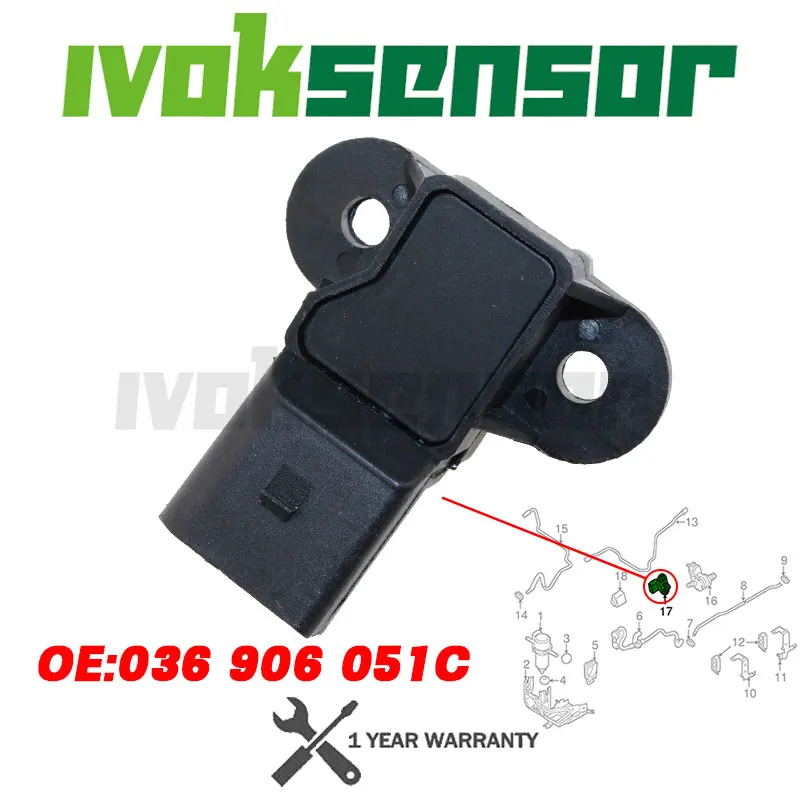 Manifold Intake Air Boost Pressure MAP Sensor For VW Variant 3B3 3B5 3B6 1.6 1.8 1.9 2.0 2.3 2.8 4.0 T TDI 036 906 051 C