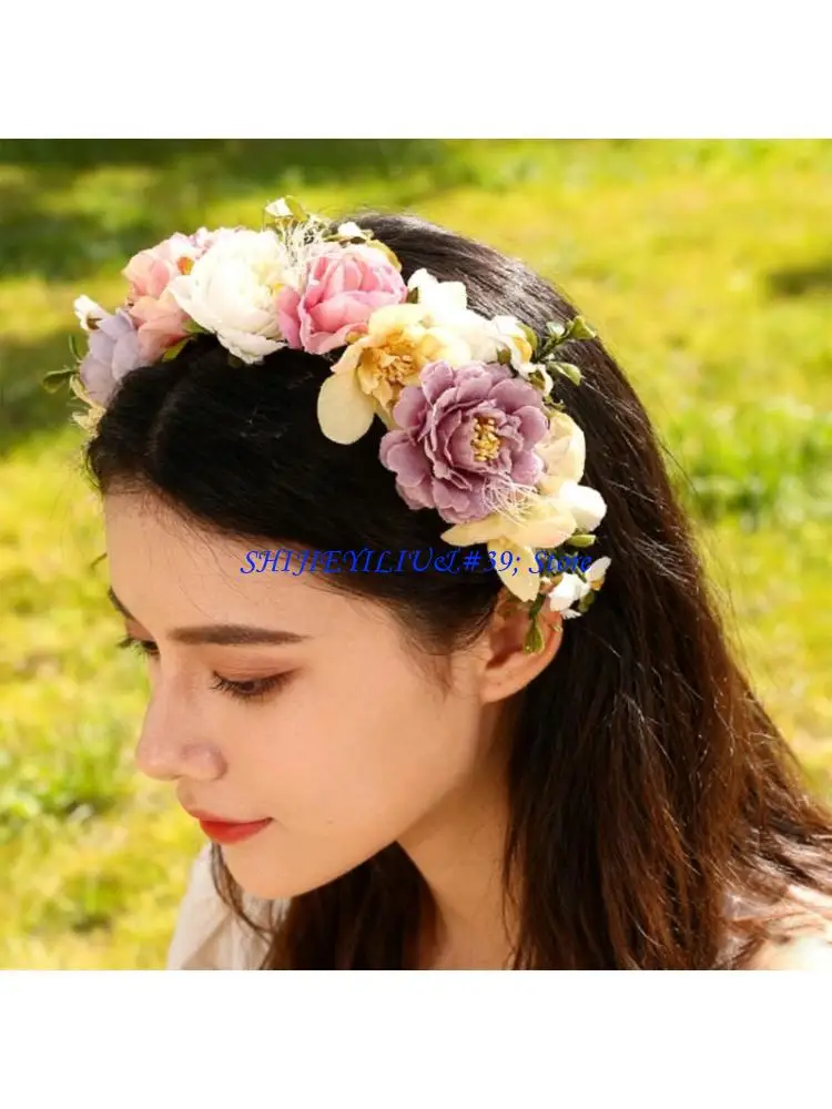 

E21F Традиционная стильная повязка для волос с вышивкой, практичная пластиковая лента для украшения травы, легкая удобная одежда