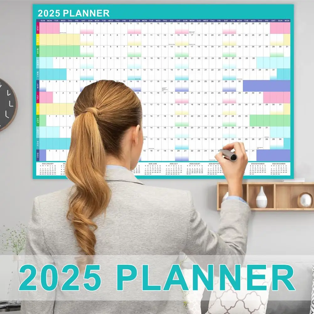 Erasable Calendar Planner English Wall Calendar Home Wall Personalised Paper Decoration New Blue 2025 Calendar Year Calenda R2R6