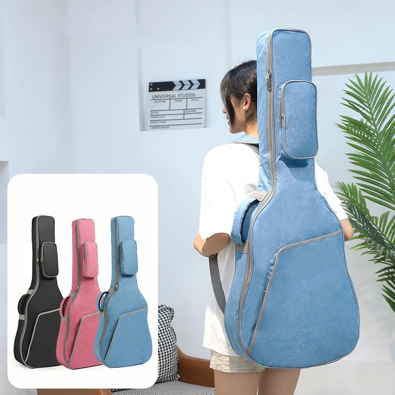 36/39/41 Inch Guitar Bag Universal Classic Acoustic Guitar Case Double Straps Pad Cotton Oxford Thicked Soft Waterproof Backpack