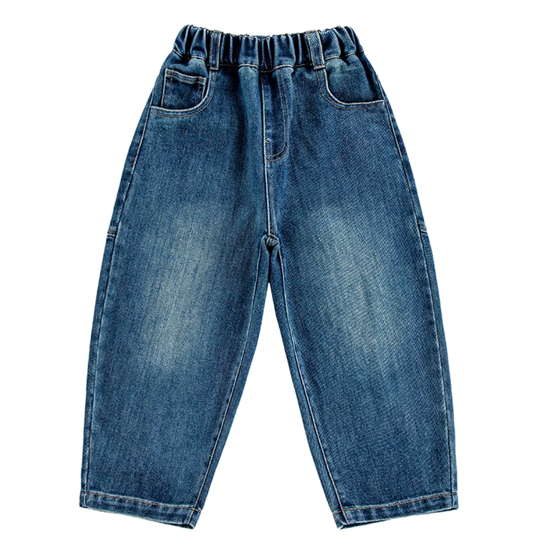 Spring Autumn Boys Jeans Loose Casual Straight Tube Pants with Cartoon Car Embroidery New Fashionable Simple Baby Pants