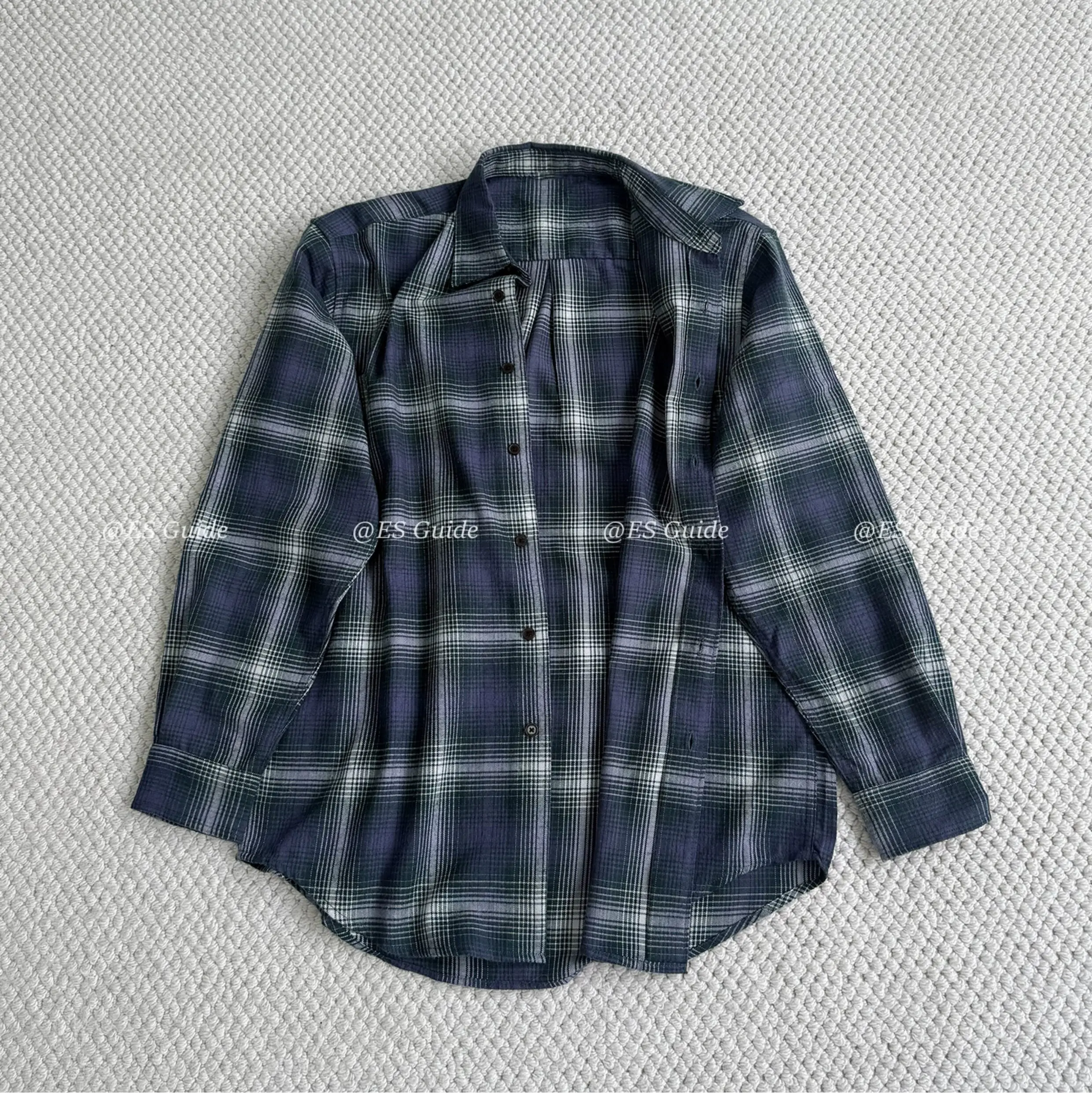AURALE Forest plaid casual button-down wool shirt