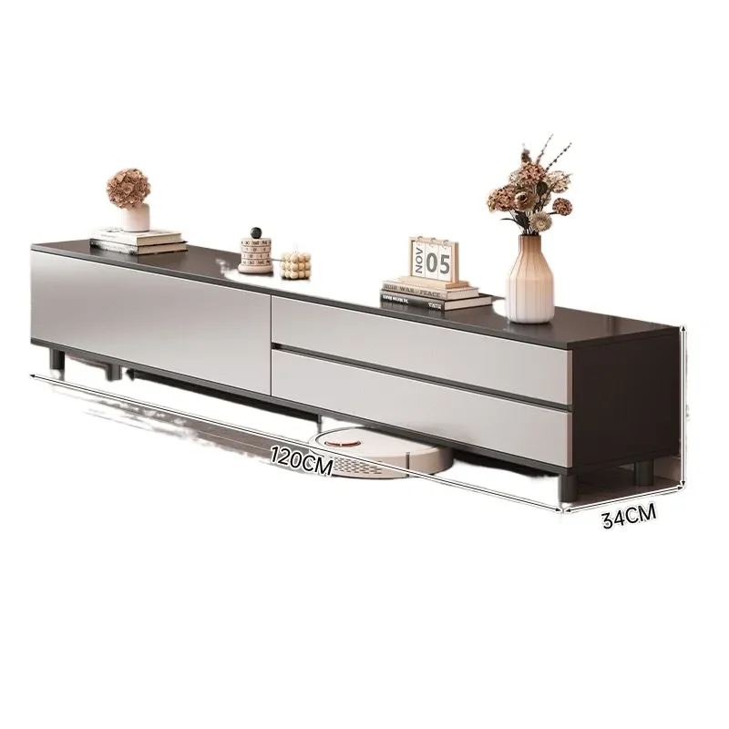 Modern Simple Luxury TV Cabinet for Living Room Small Apartment Home Floor Storage Integrated Media Console Stand