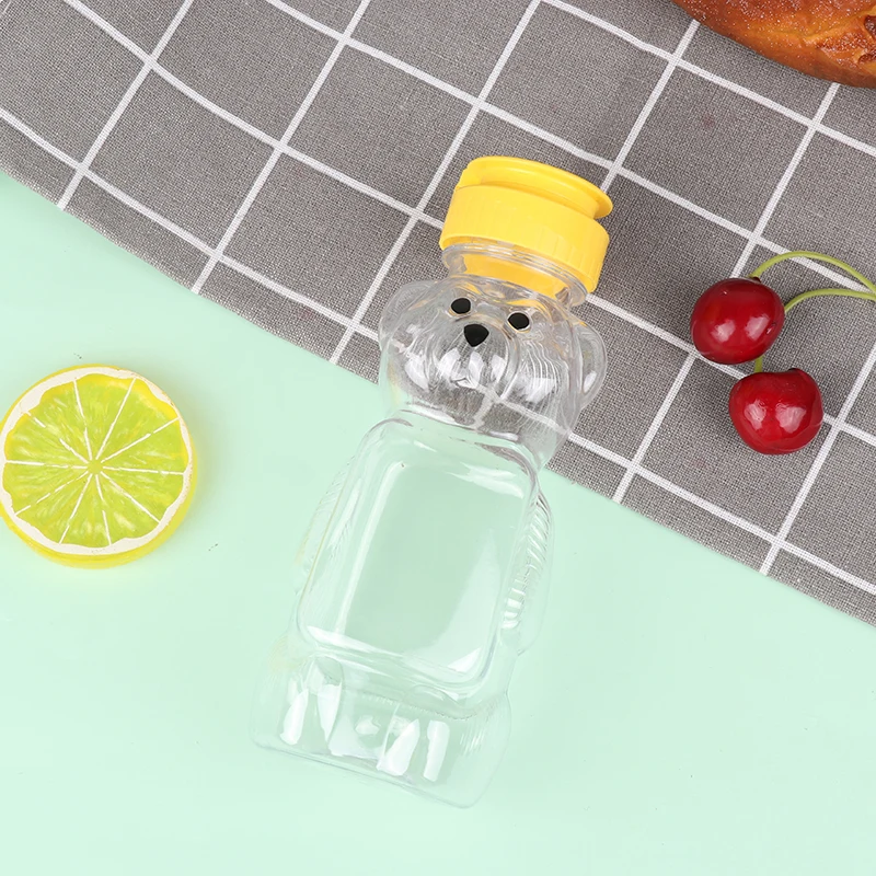 1/2PCS 240ml Plastic Squeeze Condiment Bottles Bear Honey Bottle Extrusion Bottle Bear Shape Honey Sauce Mustard Jam Dispense