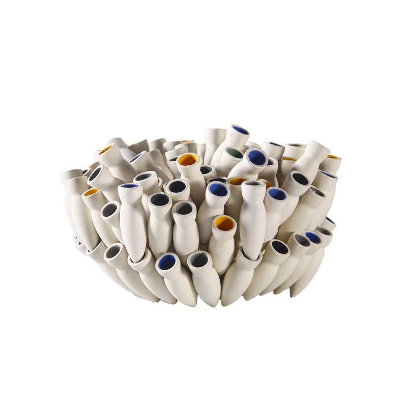 Simple and creative handmade ceramic nest vase ornament TV cabinet Sales office Crafts jewelry