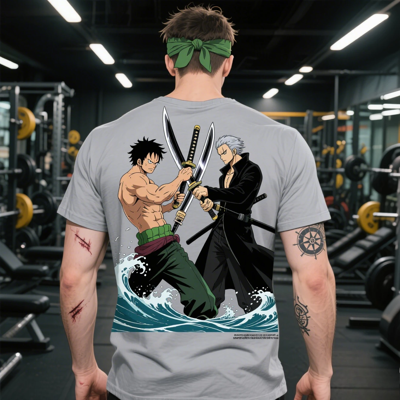 

Summer Pure Cotton Round-neck Short-sleeved T-shirts for Men and Women Are From The Famous Anime "One Piece Zoro Vs. Mihawk".