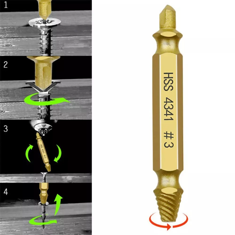 Imagem -05 - Parafuso Danificado Extractor Drill Grupo Double Side Parafuso Quebrado Descascado para Carpintaria Parafuso Facilmente Remover Ferramentas Pcs