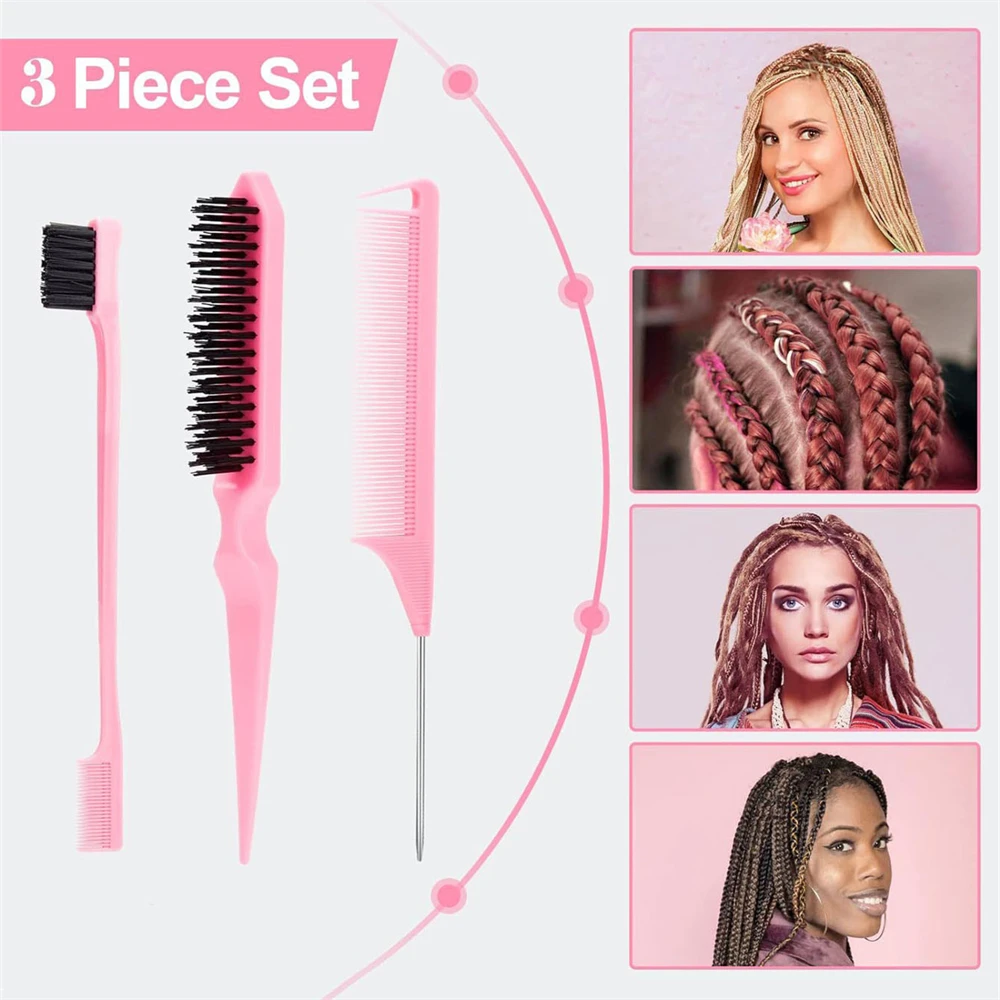 3 pièces/1 ensemble de brosses à cheveux lisses pour le dos, brosse à cheveux en poils, peigne taquin pour femmes