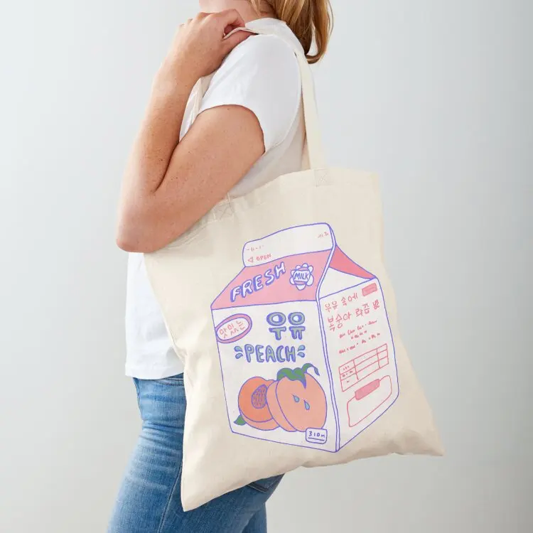

Peach Milk Carton Tote Bag bag for beach Women's tote bag great shopper women canvas