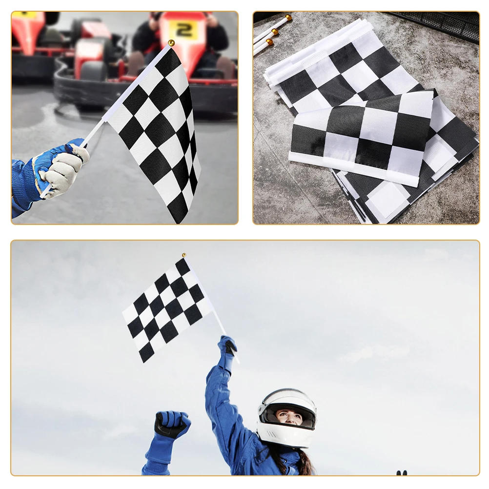 10 шт., клетчатый автомобиль для трековых гонок, ручные размахивающие нетканые тканевые гоночные украшения для спортивных мероприятий, гонок для гонок 10 шт., клетчатый автомобиль для трековых гонок, ручные размахивающие нетканые тканевые гоночные украшения для спортивных мероприятий, гонок для гонок