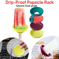 1-4pc Drip Free Ice Holder Ice Cream Tool Silicone Food-grade Drip-Proof Popsicle Rack Froze Treats Rack Popsicle Holder for Kid