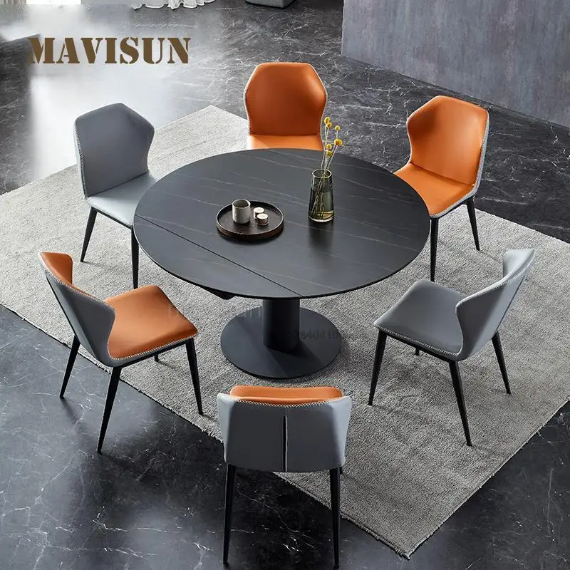 

Italian Imported Rock Slab Dining Set Rotating Retractable Round Table Household Small Apartment Multifunctional Kitchen Table