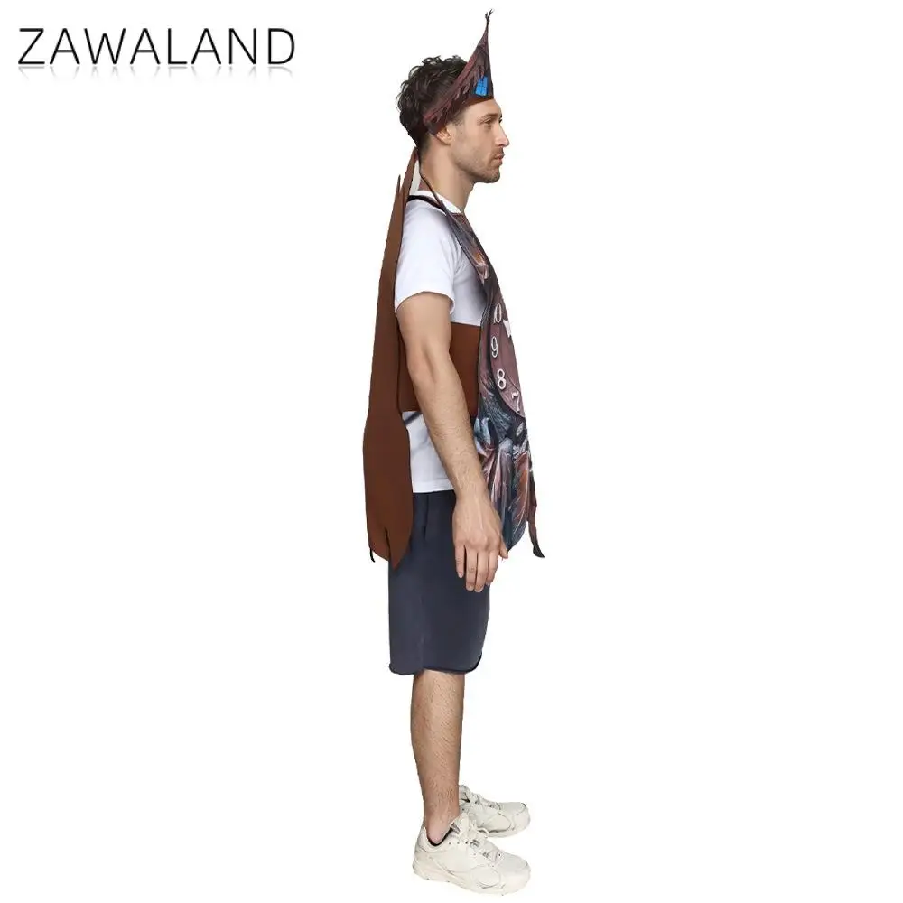 Zawaland Vintage Clock Costume with Hat Halloween Stage Performance Clothes Men Funny Party Cosplay Outfit Adult Festival Suit view 4
