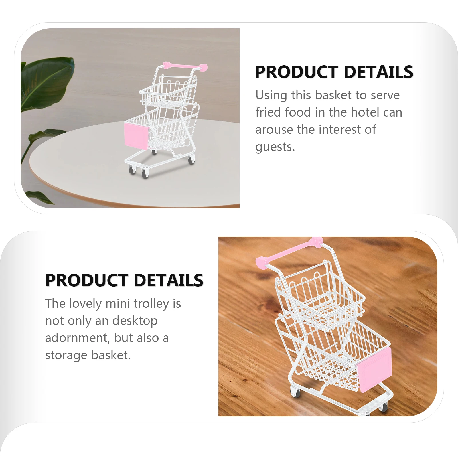 

Mini Trolley Food Basket Fried Snack Kitchen Cart with Storage Shopping Carts Serving Decoration