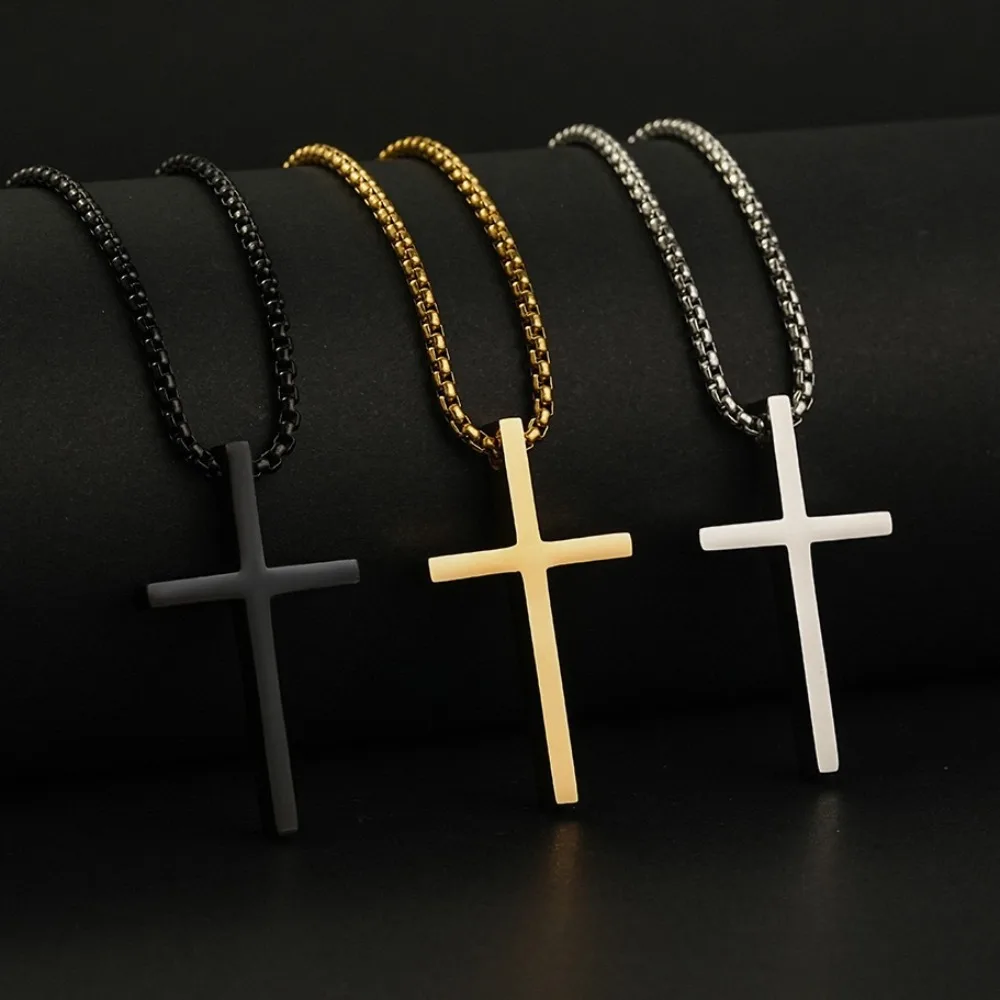 الأزياء القوطي الفولاذ المقاوم للصدأ الصليب قلادة قلادة للرجال النساء للجنسين الشرير الهيب هوب ربط سلسلة سحر مجوهرات اكسسوارات هدية #1