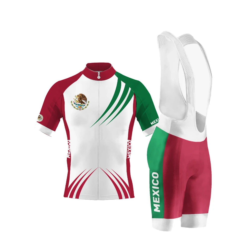 Hot Retro Mexico Men's Short Sleeve Cycling Jersey Set Mountain Bike Road Riding Bicycle Clothes