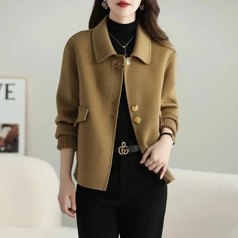 

Fashion Design Double-Sided Velvet Woolen Jacket Female 2025 New Women's Handwork Woolen Coat Spring Autumn Short Outerwear Tops