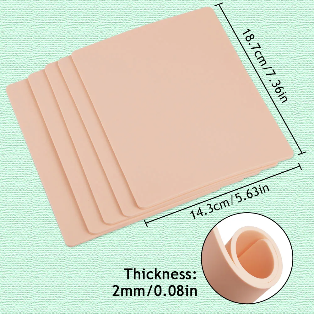 20/15/10/8/5/1pcs Tattoo Practice Skin 2MM Silicone Fake Skin Double-Sided for Permanent Makeup Training Supply Tattoo Accessory - Image 3