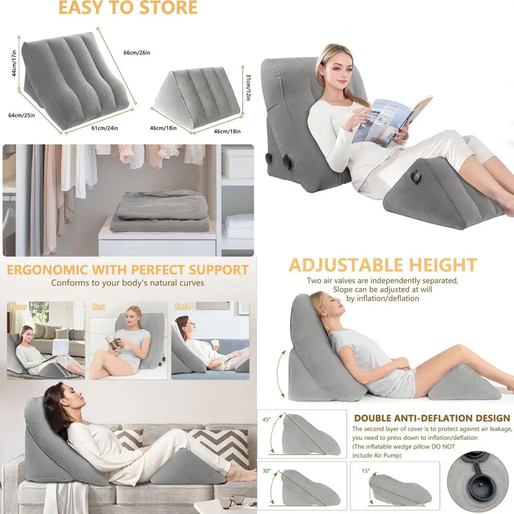 

Travel & Post-Surgery Bed Wedge Pillows for Sleep, Pain Relief, GERD, Snoring, and Heartburn
