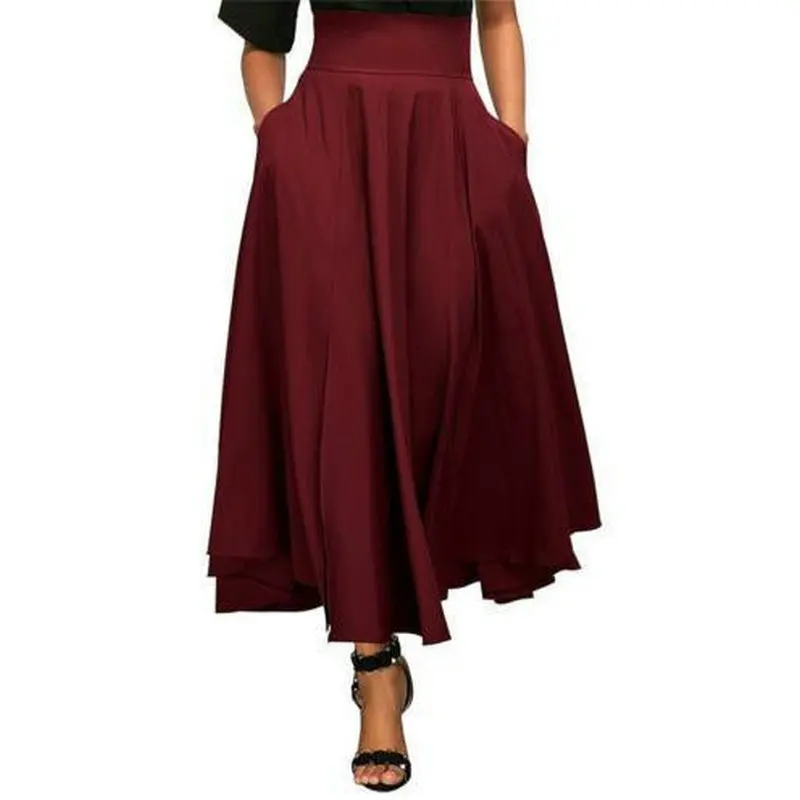 

Ladies End Swing Skirt High Waist A-Line Midi Skirt Commute Vintage Sle Large Flounce f-length Polyester Blend