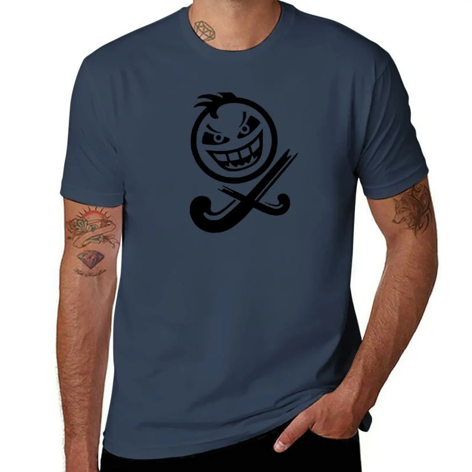 

Fieldhockey Smiley Vampir T-Shirt Retro Style Print Casual Top